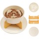 KOALOS® Raised Ceramic Anti Slinging Bowl with Bamboo Stand - Feeding Bowl for Cats and Small Dogs with Non-Slip Stickers - Slow Feeding Dog Bowl and Cat Bowl [Bowl Mat Included]