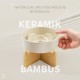 KOALOS® Raised Ceramic Anti Slinging Bowl with Bamboo Stand - Feeding Bowl for Cats and Small Dogs with Non-Slip Stickers - Slow Feeding Dog Bowl and Cat Bowl [Bowl Mat Included]