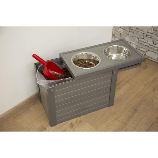 Kerbl 80529 Eco Food and Drinking Bar (Colour Grey/Brown, L x W x H 54 x 30 x 39.5 cm, with 2 x 1200 ml Capacity, with Storage Space) Kerbl 80529 Eco Food and Drinking Bar (Colour Grey/Brown, L x W x H 54 x 30 x 39.5 cm, with 2 x 1200 ml Capacity, with Storage Space)