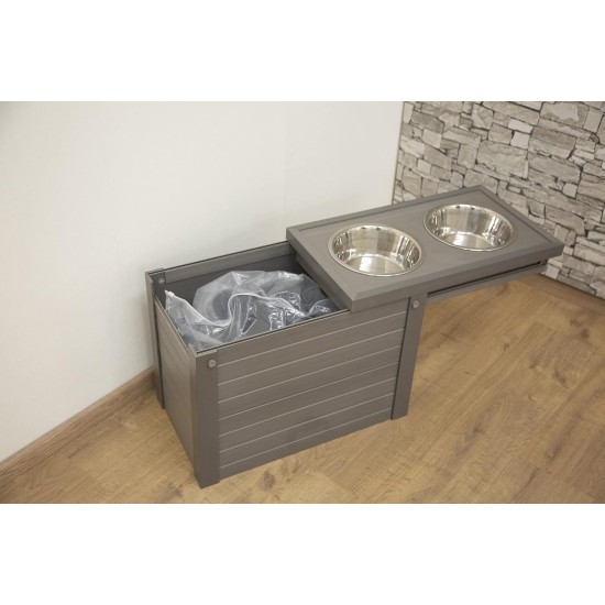 Kerbl 80529 Eco Food and Drinking Bar (Colour Grey/Brown, L x W x H 54 x 30 x 39.5 cm, with 2 x 1200 ml Capacity, with Storage Space) Kerbl 80529 Eco Food and Drinking Bar (Colour Grey/Brown, L x W x H 54 x 30 x 39.5 cm, with 2 x 1200 ml Capacity, with Storage Space)