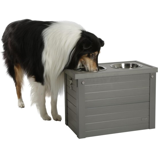 Kerbl 80529 Eco Food and Drinking Bar (Colour Grey/Brown, L x W x H 54 x 30 x 39.5 cm, with 2 x 1200 ml Capacity, with Storage Space) Kerbl 80529 Eco Food and Drinking Bar (Colour Grey/Brown, L x W x H 54 x 30 x 39.5 cm, with 2 x 1200 ml Capacity, with Storage Space)