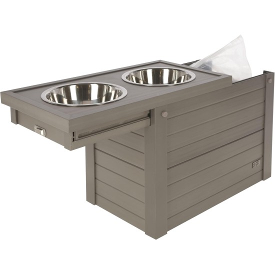Kerbl 80529 Eco Food and Drinking Bar (Colour Grey/Brown, L x W x H 54 x 30 x 39.5 cm, with 2 x 1200 ml Capacity, with Storage Space) Kerbl 80529 Eco Food and Drinking Bar (Colour Grey/Brown, L x W x H 54 x 30 x 39.5 cm, with 2 x 1200 ml Capacity, with Storage Space)