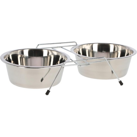 Kerbl Metal Twin Feeder includes 2 Bowls, 1800 ml Kerbl Metal Twin Feeder includes 2 Bowls, 1800 ml