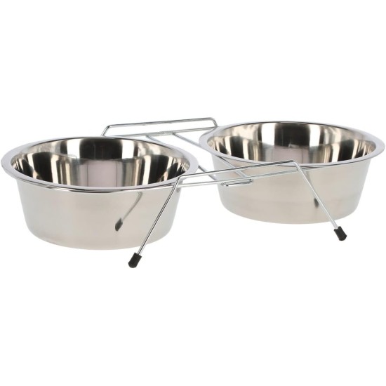 Kerbl Metal Twin Feeder includes 2 Bowls, 1800 ml