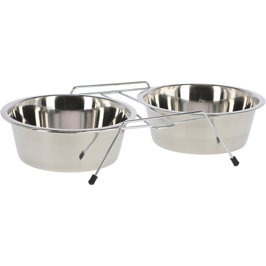 Kerbl Metal Twin Feeder includes 2 Bowls, 900 ml Kerbl Metal Twin Feeder includes 2 Bowls, 900 ml