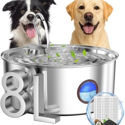Kittyspout Drinking Fountain for Dogs, 8 L/270 oz Large Dog Fountain / Cat Fountain Silver Kittyspout Drinking Fountain for Dogs, 8 L/270 oz Large Dog Fountain / Cat Fountain Silver