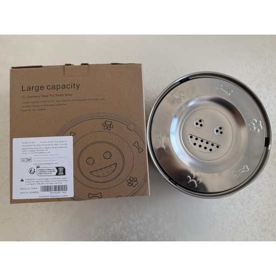 Kunlunloor Water Bowl for Dogs, Leak-Proof 3L Stainless Steel Feeding Bowl for Large Dogs, Slow Drinking, Splashproof, Water Dispenser, Floating Bowl, Dirt-Free (3L) Kunlunloor Water Bowl for Dogs, Leak-Proof 3L Stainless Steel Feeding Bowl for Large Dogs, Slow Drinking, Splashproof, Water Dispenser, Floating Bowl, Dirt-Free (3L)