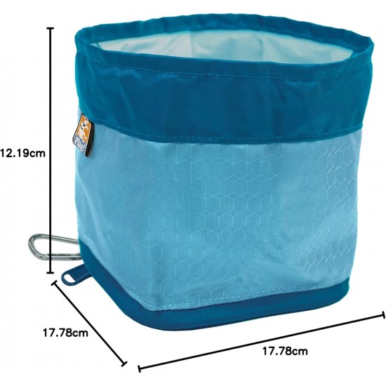 Kurgo Collapsible Dog Food and Water Bowl with Carabiner Hook and Clasp 1.4L Capacity Blue Kurgo Collapsible Dog Food and Water Bowl with Carabiner Hook and Clasp 1.4L Capacity Blue