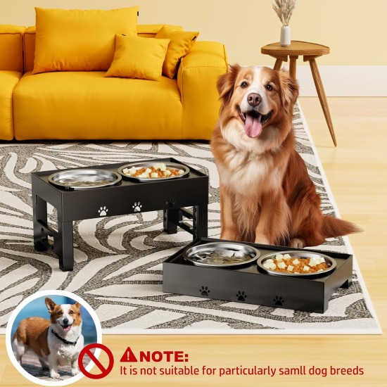 LAKIPETN Elevated Dog Bowls with 2 Stainless Steel Feeding Bowls Stand 5 Height Adjustable Raised Dog Bowl Adjustable to 3.1" 9" 10" No Spill for Small Dogs Medium/Large Dogs LAKIPETN Elevated Dog Bowls with 2 Stainless Steel Feeding Bowls Stand 5 Height Adjustable Raised Dog Bowl Adjustable to 3.1" 9" 10" No Spill for Small Dogs Medium/Large Dogs