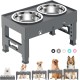 LAKIPETN Elevated Dog Bowls with 2 Stainless Steel Feeding Bowls Stand 5 Height Adjustable Raised Dog Bowl Adjustable to 3.1" 9" 10" No Spill for Small Dogs Medium/Large Dogs LAKIPETN Elevated Dog Bowls with 2 Stainless Steel Feeding Bowls Stand 5 Height Adjustable Raised Dog Bowl Adjustable to 3.1" 9" 10" No Spill for Small Dogs Medium/Large Dogs