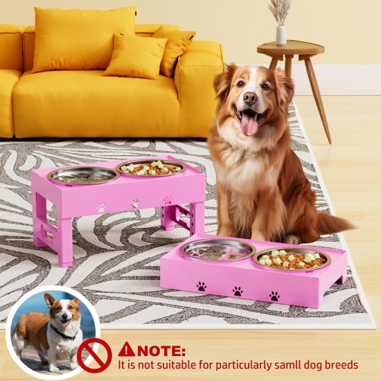 LAKIPETN Elevated Dog Bowls with 2 Stainless Steel Feeding Bowls Stand 5 Height Adjustable Raised Dog Bowl Adjustable to 3.1" 9" 10" No Spill for Small Dogs Medium/Large Dogs LAKIPETN Elevated Dog Bowls with 2 Stainless Steel Feeding Bowls Stand 5 Height Adjustable Raised Dog Bowl Adjustable to 3.1" 9" 10" No Spill for Small Dogs Medium/Large Dogs