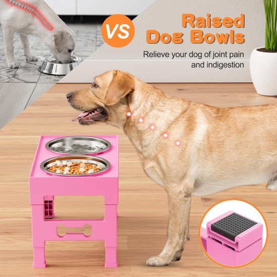 LAKIPETN Elevated Dog Bowls with 2 Stainless Steel Feeding Bowls Stand 5 Height Adjustable Raised Dog Bowl Adjustable to 3.1" 9" 10" No Spill for Small Dogs Medium/Large Dogs LAKIPETN Elevated Dog Bowls with 2 Stainless Steel Feeding Bowls Stand 5 Height Adjustable Raised Dog Bowl Adjustable to 3.1" 9" 10" No Spill for Small Dogs Medium/Large Dogs