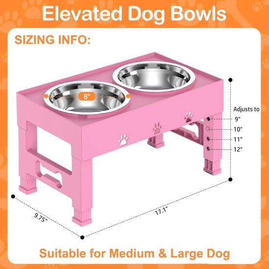 LAKIPETN Elevated Dog Bowls with 2 Stainless Steel Feeding Bowls Stand 5 Height Adjustable Raised Dog Bowl Adjustable to 3.1" 9" 10" No Spill for Small Dogs Medium/Large Dogs LAKIPETN Elevated Dog Bowls with 2 Stainless Steel Feeding Bowls Stand 5 Height Adjustable Raised Dog Bowl Adjustable to 3.1" 9" 10" No Spill for Small Dogs Medium/Large Dogs