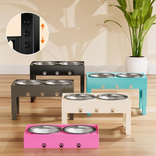 LAKIPETN Elevated Dog Bowls with 2 Stainless Steel Feeding Bowls Stand 5 Height Adjustable Raised Dog Bowl Adjustable to 3.1" 9" 10" No Spill for Small Dogs Medium/Large Dogs LAKIPETN Elevated Dog Bowls with 2 Stainless Steel Feeding Bowls Stand 5 Height Adjustable Raised Dog Bowl Adjustable to 3.1" 9" 10" No Spill for Small Dogs Medium/Large Dogs