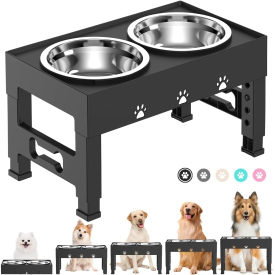 LAKIPETN Elevated Dog Bowls with 2 Stainless Steel Feeding Bowls Stand 5 Height Adjustable Raised Dog Bowl Adjustable to 3.1" 9" 10" No Spill for Small Dogs Medium/Large Dogs LAKIPETN Elevated Dog Bowls with 2 Stainless Steel Feeding Bowls Stand 5 Height Adjustable Raised Dog Bowl Adjustable to 3.1" 9" 10" No Spill for Small Dogs Medium/Large Dogs
