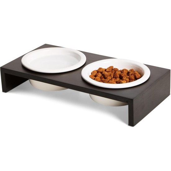 Linuspet Raised Cat Feeding Station, Ergonomic Cat Bowl, Raised Cat Feeding Bowl, Ceramic and Wood, Raised Cat Feeding Bowl for Cats and Small Dogs, Cat Raised Feeding Bowl (Black) Linuspet Raised Cat Feeding Station, Ergonomic Cat Bowl, Raised Cat Feeding Bowl, Ceramic and Wood, Raised Cat Feeding Bowl for Cats and Small Dogs, Cat Raised Feeding Bowl (Black)