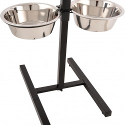 Love Story, Dog Bar, 2 Bowls, Stainless Steel, Metal Holder, Height Adjustable, 43 cm, 2 x 1500 ml, Diameter 21/14.5 cm Love Story, Dog Bar, 2 Bowls, Stainless Steel, Metal Holder, Height Adjustable, 43 cm, 2 x 1500 ml, Diameter 21/14.5 cm
