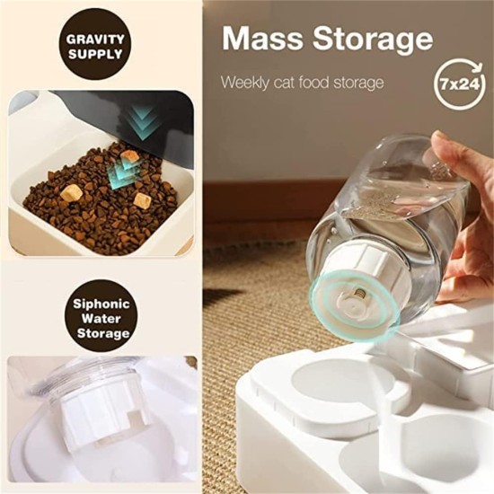 MMIAOO 2-in-1 Automatic Pet Food and Water Dispenser, Cat Food Dispenser, Dog Water Dispenser, Automatic Pet Feeder (Blue) MMIAOO 2-in-1 Automatic Pet Food and Water Dispenser, Cat Food Dispenser, Dog Water Dispenser, Automatic Pet Feeder (Blue)