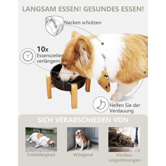 MOPANG Anti-Sling Dog Bowl, Ceramic Slinging Bowl, Raised Ceramic Slow Feeder for Dogs, Slow Feeding for Medium/Large Dogs, Diameter 21 cm, 1000 ml, Dark Grey MOPANG Anti-Sling Dog Bowl, Ceramic Slinging Bowl, Raised Ceramic Slow Feeder for Dogs, Slow Feeding for Medium/Large Dogs, Diameter 21 cm, 1000 ml, Dark Grey