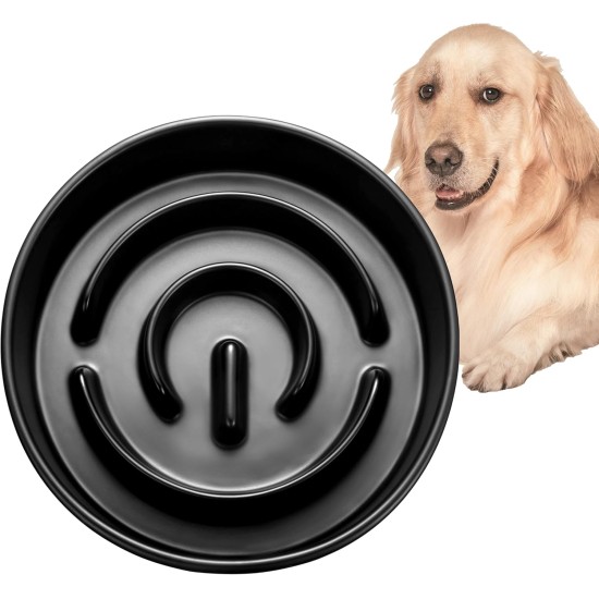 MOPANG Anti-Sling Dog Bowl, Ceramic Slinging Bowl, Raised Ceramic Slow Feeder for Dogs, Slow Feeding for Medium/Large Dogs, Diameter 21 cm, 1000 ml, Dark Grey MOPANG Anti-Sling Dog Bowl, Ceramic Slinging Bowl, Raised Ceramic Slow Feeder for Dogs, Slow Feeding for Medium/Large Dogs, Diameter 21 cm, 1000 ml, Dark Grey