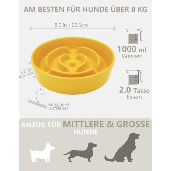 MOPANG Anti-Sling Dog Bowl, Ceramic Slinging Bowl, Raised Ceramic Slow Feeder for Dogs, Slow Feeding for Medium/Large Dogs, Diameter 21 cm, 1000 ml, Navy Blue MOPANG Anti-Sling Dog Bowl, Ceramic Slinging Bowl, Raised Ceramic Slow Feeder for Dogs, Slow Feeding for Medium/Large Dogs, Diameter 21 cm, 1000 ml, Navy Blue