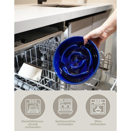 MOPANG Anti-Sling Dog Bowl, Ceramic Slinging Bowl, Raised Ceramic Slow Feeder for Dogs, Slow Feeding for Medium/Large Dogs, Diameter 21 cm, 1000 ml, Navy Blue MOPANG Anti-Sling Dog Bowl, Ceramic Slinging Bowl, Raised Ceramic Slow Feeder for Dogs, Slow Feeding for Medium/Large Dogs, Diameter 21 cm, 1000 ml, Navy Blue