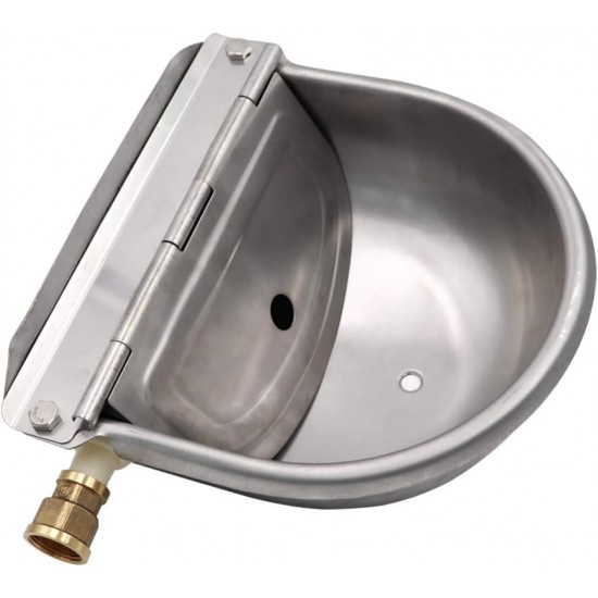 MUALROUS Stainless Steel Pet Water Dryer with Drain Plug and Connector, Automatic Float Water Bowl for Dogs and Farm Animals MUALROUS Stainless Steel Pet Water Dryer with Drain Plug and Connector, Automatic Float Water Bowl for Dogs and Farm Animals