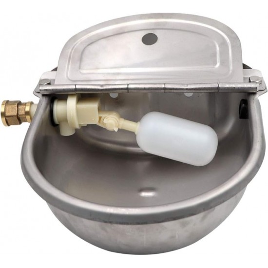 MUALROUS Stainless Steel Pet Water Dryer with Drain Plug and Connector, Automatic Float Water Bowl for Dogs and Farm Animals MUALROUS Stainless Steel Pet Water Dryer with Drain Plug and Connector, Automatic Float Water Bowl for Dogs and Farm Animals
