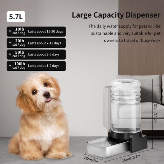Marchul 3.8 L Drinking Fountain for Dogs and Cats, Automatic Drinking Fountain with Stainless Steel Water Bowl and 3 Filters, Pet Water Dispenser with Large Capacity for Medium and Large Pets Marchul 3.8 L Drinking Fountain for Dogs and Cats, Automatic Drinking Fountain with Stainless Steel Water Bowl and 3 Filters, Pet Water Dispenser with Large Capacity for Medium and Large Pets