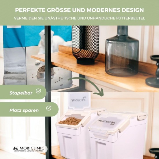 Mobiclinic® Pets, Feedpet Food Container, Capacity 20 L/8 kg, Hermetic Closure, 23 x 25, 5 x 36, 5 cm, Includes Scoop and Measuring Cup, with Wheels, Transparent Window Mobiclinic® Pets, Feedpet Food Container, Capacity 20 L/8 kg, Hermetic Closure, 23 x 25, 5 x 36, 5 cm, Includes Scoop and Measuring Cup, with Wheels, Transparent Window