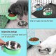 N//A Pack of 2 Cage Dog Bowl, Removable Stainless Steel Hanging Bowl, Pet Food, Water Bowl for Cats, Puppies, Birds and Rabbits (Green, Blue)