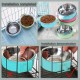 N//A Pack of 2 Cage Dog Bowl, Removable Stainless Steel Hanging Bowl, Pet Food, Water Bowl for Cats, Puppies, Birds and Rabbits (Green, Blue)