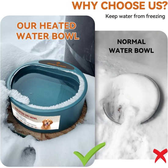 Namsan Heated Water Bowl for Dogs, Heated Frost Protection Drinking Bowl, Anti-Bite Hose Wrap Cable (165 cm / 64.9 inches), 2000 ml Heated Water Bowl for Dogs/Cat/Rabbits/Chicken in Winter Namsan Heated Water Bowl for Dogs, Heated Frost Protection Drinking Bowl, Anti-Bite Hose Wrap Cable (165 cm / 64.9 inches), 2000 ml Heated Water Bowl for Dogs/Cat/Rabbits/Chicken in Winter