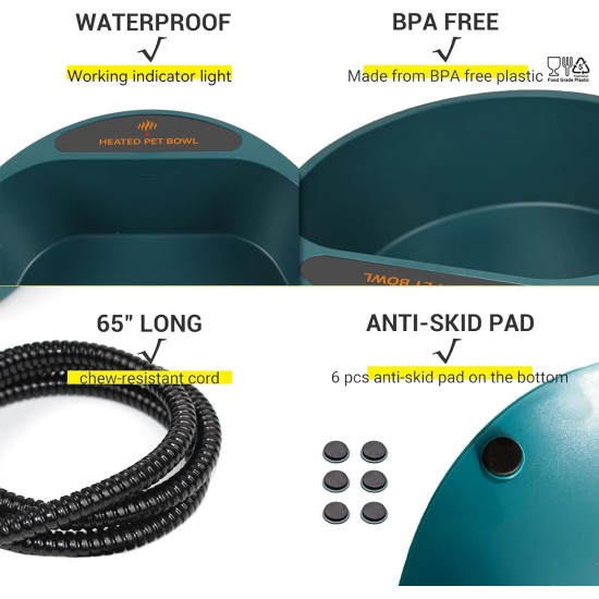 Namsan Heated Water Bowl for Dogs, Heated Frost Protection Drinking Bowl, Anti-Bite Hose Wrap Cable (165 cm / 64.9 inches), 2000 ml Heated Water Bowl for Dogs/Cat/Rabbits/Chicken in Winter Namsan Heated Water Bowl for Dogs, Heated Frost Protection Drinking Bowl, Anti-Bite Hose Wrap Cable (165 cm / 64.9 inches), 2000 ml Heated Water Bowl for Dogs/Cat/Rabbits/Chicken in Winter