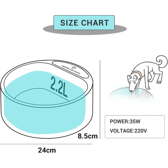 Namsan Heated Water Bowl for Dogs, Heated Frost Protection Drinking Bowl, Anti-Bite Hose Wrap Cable (165 cm / 64.9 inches), 2000 ml Heated Water Bowl for Dogs/Cat/Rabbits/Chicken in Winter Namsan Heated Water Bowl for Dogs, Heated Frost Protection Drinking Bowl, Anti-Bite Hose Wrap Cable (165 cm / 64.9 inches), 2000 ml Heated Water Bowl for Dogs/Cat/Rabbits/Chicken in Winter