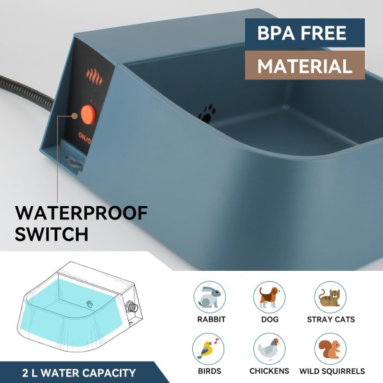 Namsan Heated Water Bowl for Dogs, Heated Frost Protection Drinking Bowl, Anti-Bite Hose Wrap Cable (165 cm / 64.9 inches), 2000 ml Heated Water Bowl for Dogs/Cat/Rabbits/Chicken in Winter Namsan Heated Water Bowl for Dogs, Heated Frost Protection Drinking Bowl, Anti-Bite Hose Wrap Cable (165 cm / 64.9 inches), 2000 ml Heated Water Bowl for Dogs/Cat/Rabbits/Chicken in Winter