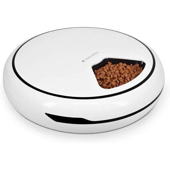 Navaris Automatic Feeder with Timer - 1.6 L Feeder up to 4 Meals a Day - Acoustic Notification - for Small Dogs and Cats