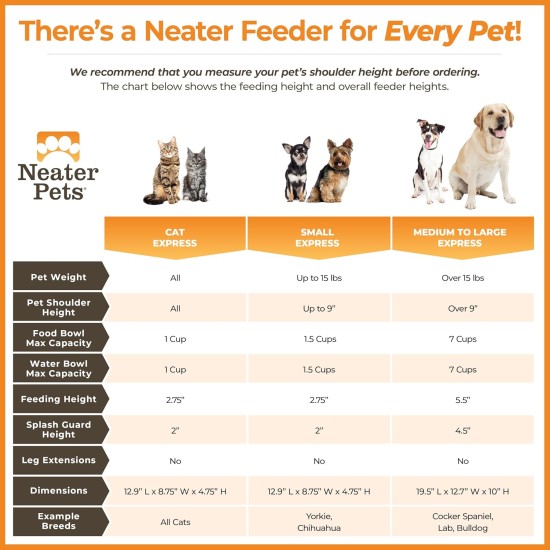 Neater Feeder Express - Raised Dog Bowls - Stainless Steel Feeding Station for Small Dogs (Small Dog, Almond) Neater Feeder Express - Raised Dog Bowls - Stainless Steel Feeding Station for Small Dogs (Small Dog, Almond)