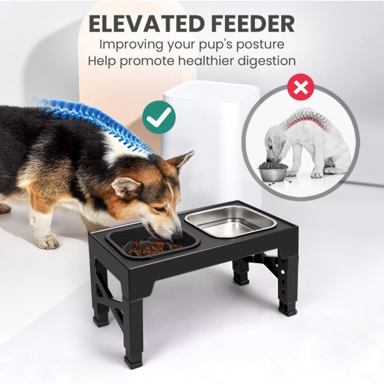 Niubya Raised Dog Bowls with Slow Feeder and Stainless Steel Dog Bowl, Raised Dog Bowls Adjustable to 5 Heights (8cm, 22cm, 25cm, 28cm, 31cm) for Small, Medium and Large Dogs Niubya Raised Dog Bowls with Slow Feeder and Stainless Steel Dog Bowl, Raised Dog Bowls Adjustable to 5 Heights (8cm, 22cm, 25cm, 28cm, 31cm) for Small, Medium and Large Dogs