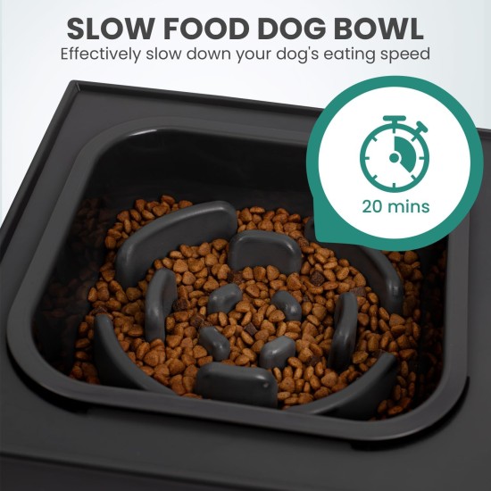 Niubya Raised Dog Bowls with Slow Feeder and Stainless Steel Dog Bowl, Raised Dog Bowls Adjustable to 5 Heights (8cm, 22cm, 25cm, 28cm, 31cm) for Small, Medium and Large Dogs Niubya Raised Dog Bowls with Slow Feeder and Stainless Steel Dog Bowl, Raised Dog Bowls Adjustable to 5 Heights (8cm, 22cm, 25cm, 28cm, 31cm) for Small, Medium and Large Dogs