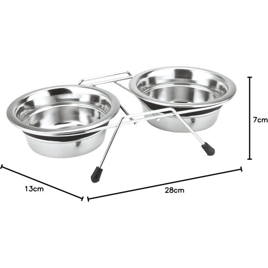 Nobby Double Bowl Stainless Steel Silent Diner, 13 cm, 0.50 Litre Nobby Double Bowl Stainless Steel Silent Diner, 13 cm, 0.50 Litre