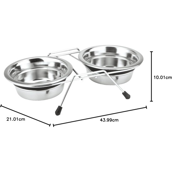 Nobby Double Bowl Stainless Steel Silent Diner, 13 cm, 0.50 Litre Nobby Double Bowl Stainless Steel Silent Diner, 13 cm, 0.50 Litre