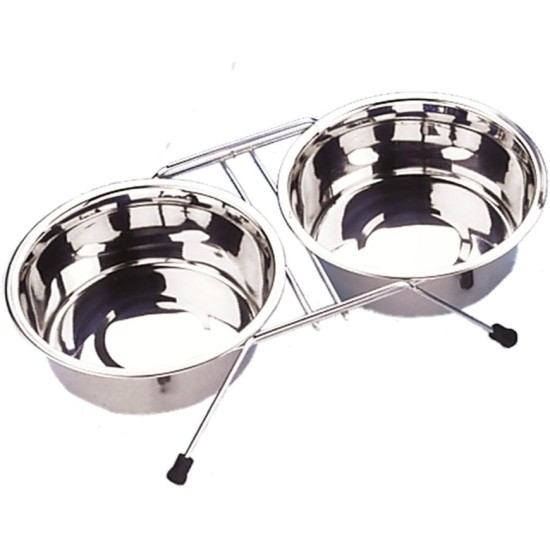 Nobby Double Diner Chrome with 2 Bowls, 0.35 Litre, 13 cm Nobby Double Diner Chrome with 2 Bowls, 0.35 Litre, 13 cm