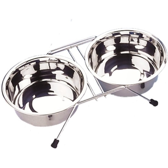 Nobby Double Diner Chrome with 2 Bowls, 0.35 Litre, 13 cm Nobby Double Diner Chrome with 2 Bowls, 0.35 Litre, 13 cm