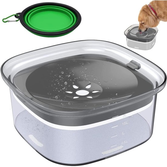 Norhogo 2L Anti-drip Dog Water Bowl, Floating Dog Water Bowl, Cat Bowls, Slow Dog Water Bowl, Anti-Overflow Visible Water Dispenser for Pets, Grey Norhogo 2L Anti-drip Dog Water Bowl, Floating Dog Water Bowl, Cat Bowls, Slow Dog Water Bowl, Anti-Overflow Visible Water Dispenser for Pets, Grey