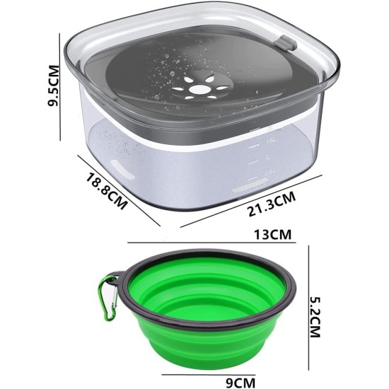 Norhogo 2L Anti-drip Dog Water Bowl, Floating Dog Water Bowl, Cat Bowls, Slow Dog Water Bowl, Anti-Overflow Visible Water Dispenser for Pets, Grey Norhogo 2L Anti-drip Dog Water Bowl, Floating Dog Water Bowl, Cat Bowls, Slow Dog Water Bowl, Anti-Overflow Visible Water Dispenser for Pets, Grey