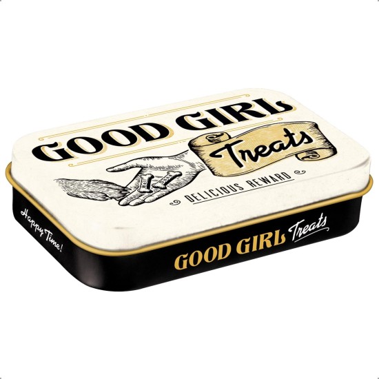 Nostalgic-Art Retro Treat Tin, 6 x 9.5 x 2 cm, Good Girl Treats - Gift Idea for Dog Owners, Dog Treat Tin, Vintage Design