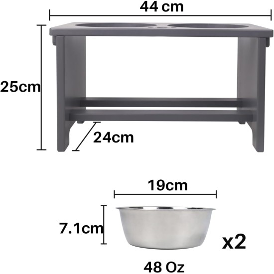 Nothing Burger Raised Dog Bowls for Large Dogs, Dog Bowl with Stand, Bamboo with 2 Stainless Steel Bowls (Grey) Nothing Burger Raised Dog Bowls for Large Dogs, Dog Bowl with Stand, Bamboo with 2 Stainless Steel Bowls (Grey)