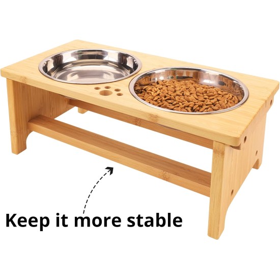 Nothing Burger Raised Dog Bowls for Large Dogs, Dog Bowl with Stand, Bamboo with 2 Stainless Steel Bowls (Grey) Nothing Burger Raised Dog Bowls for Large Dogs, Dog Bowl with Stand, Bamboo with 2 Stainless Steel Bowls (Grey)