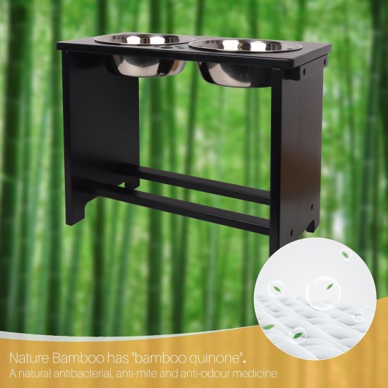 Nothing Burger Raised Dog Bowls for Large Dogs, Dog Bowl with Stand, Bamboo with 2 Stainless Steel Bowls (Grey) Nothing Burger Raised Dog Bowls for Large Dogs, Dog Bowl with Stand, Bamboo with 2 Stainless Steel Bowls (Grey)